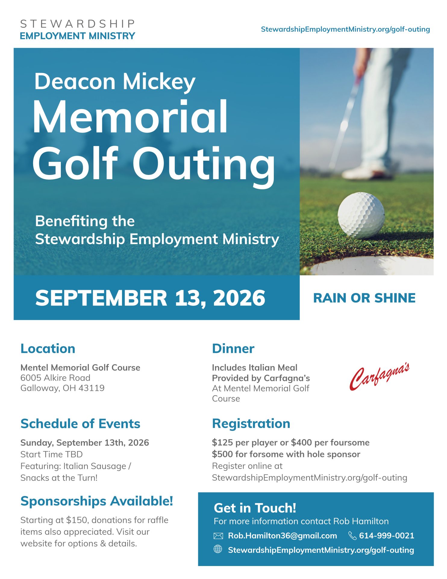 Memorial Golf Outing 2026 flyer